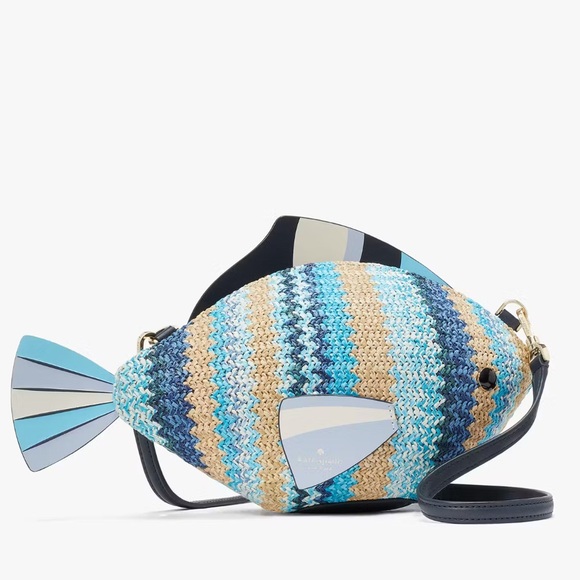 Kate Spade What A Catch 3D Fish Crossbody Purse ~ Woven Novelty Handbag ~ 3d Bag - Picture 8 of 8